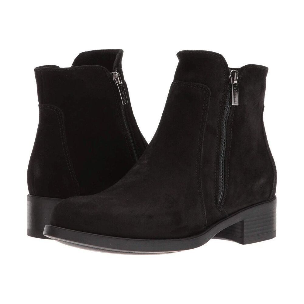 La Canadienne Saria Fashion Boot Black Suede Ankle Bootie Women's New Size 9.5